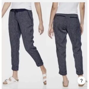 Athleta Size 4 Bali Relaxed Blue With White Stripes Linen Pants